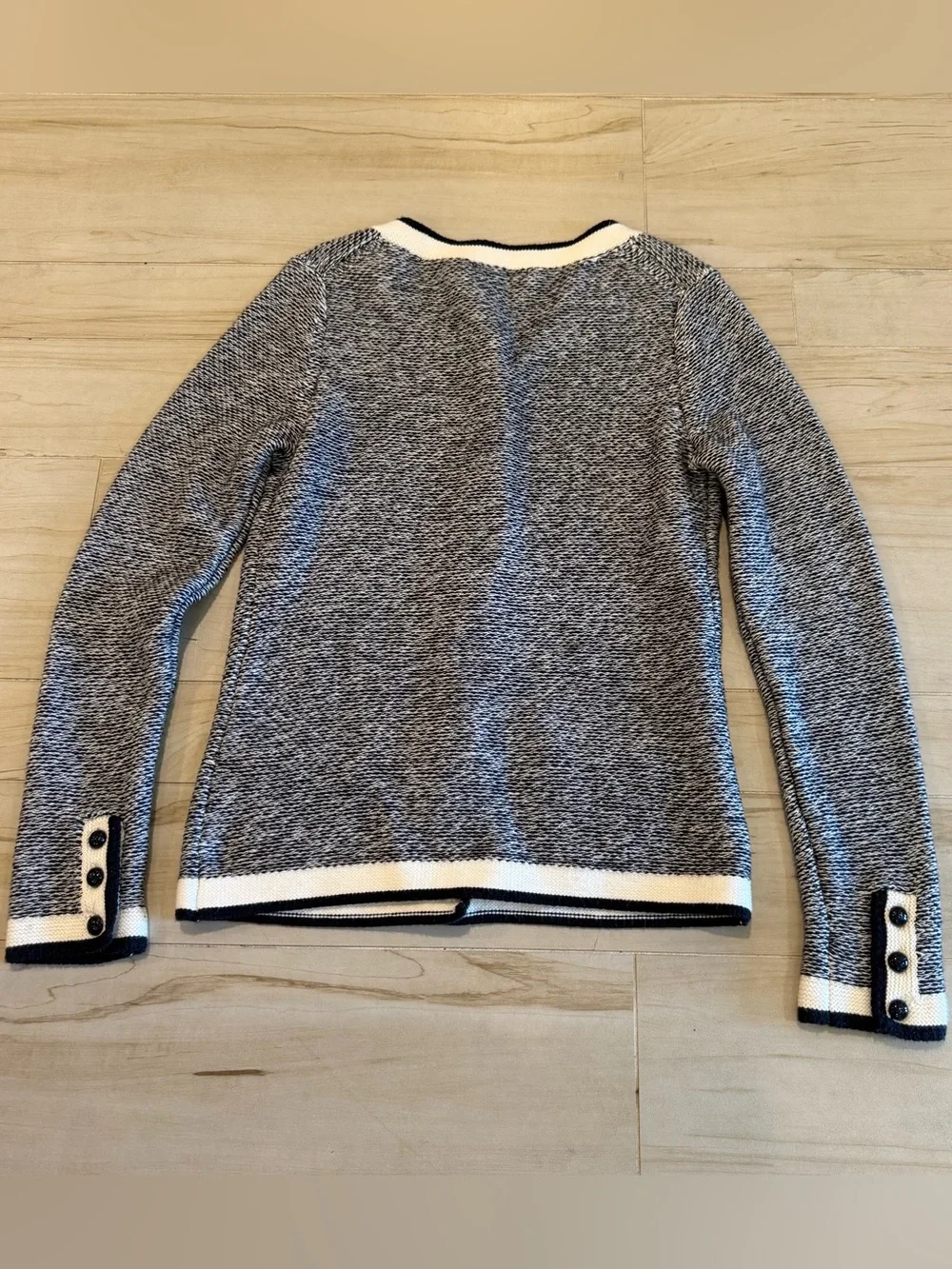 Quiet Luxury Contrast Trim Cardigan French Chic Old Money Sweater S